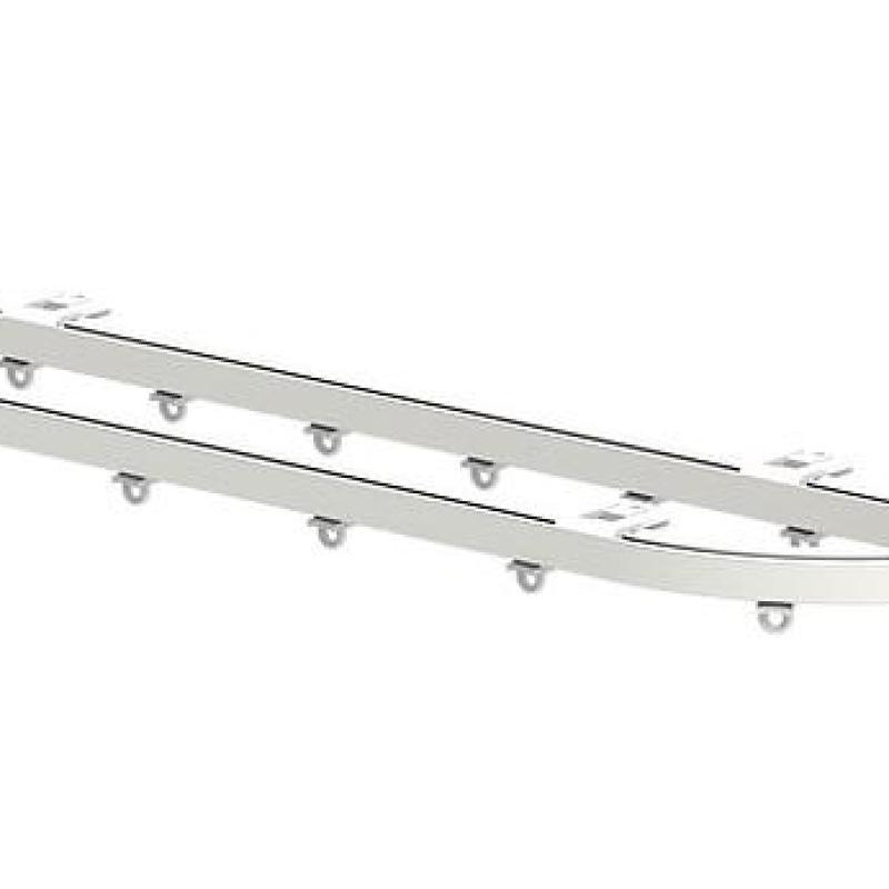 Dvoukolejnice rovná s koncovými ohyby pro záclony a závěsy